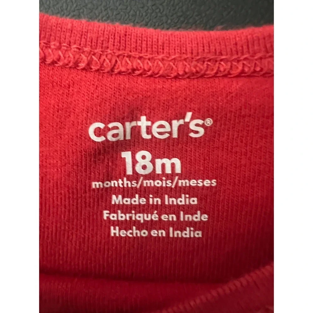 Carters Boys 18M Red Long Sleeve Fire Truck Rescue Graphic T-Shirt Cotton (1059)
